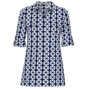 J.McLaughlin Womens Catalina‎ Cloth Tunic Small Navy White Geometric Print